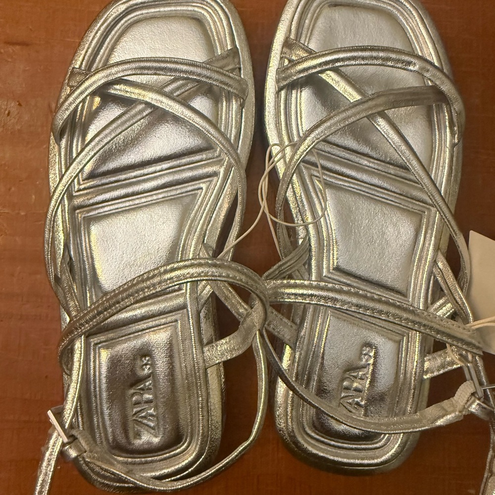 Girls Women's Silver Strappy Sandals